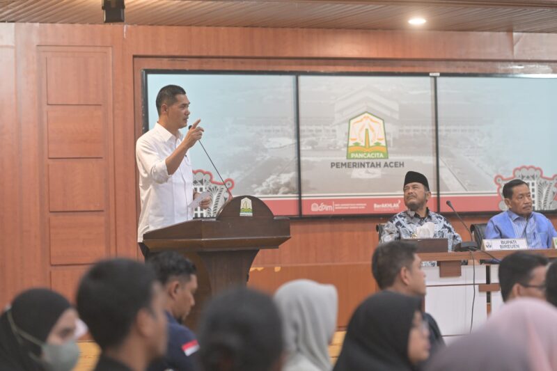 Sekretaris Daerah Aceh, M. Nasir melaunching Dashboard Peta aksi dan Partisipasi masyarakat untuk penanggulangan bencana Aceh di Gedung Serbaguna Setda Aceh, Banda Aceh, (27/02/2026).