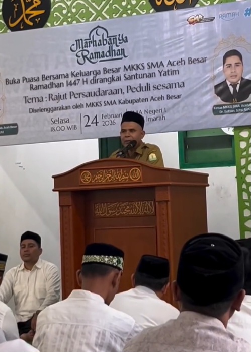 Plt. Kepala Dinas Pendidikan Aceh, Murthalamuddin, S.Pd., MSP, yang memberikan motivasi dan penguatan kepada para pendidik.Acara yang digelar pada Selasa, (24/02/2026), di SMA Negeri 1 Darul Imarah, Aceh Besar.