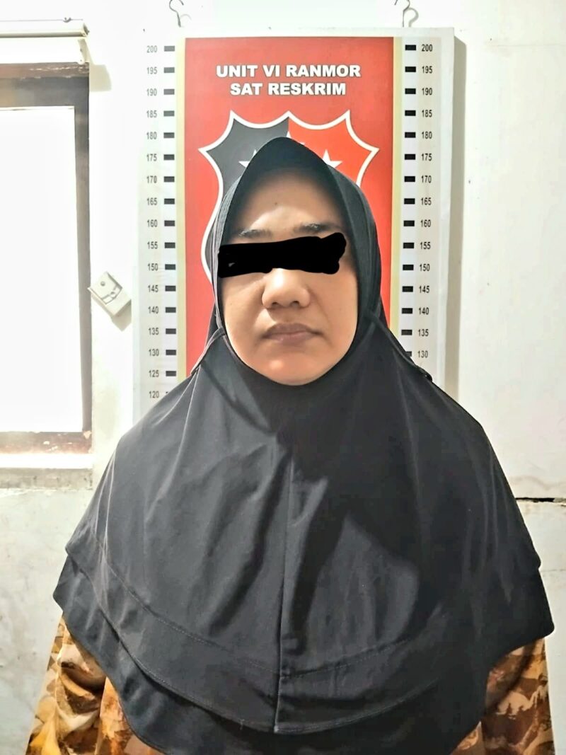 Seorang ibu rumah tangga berinisial NUR (34), warga Montasik, Aceh Besar, diamankan personel Opsnal Unit VI Ranmor Satreskrim Polresta Banda Aceh terkait dugaan penggelapan satu unit mobil rental yang ditukar dengan narkotika jenis sabu.(Foto: Humas Polresta Banda Aceh)