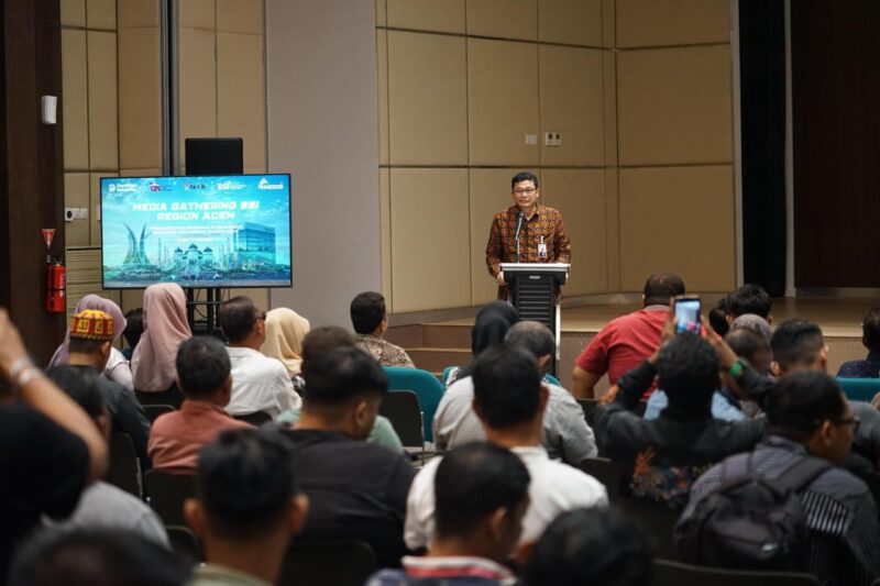 Regional CEO Bank Syariah Indonesia Aceh, Imsak Ramadhan, menyampaikan sambutan dalam kegiatan media gathering BSI Aceh di Banda Aceh, Rabu (13/5/2026). Foto:Dok Ist