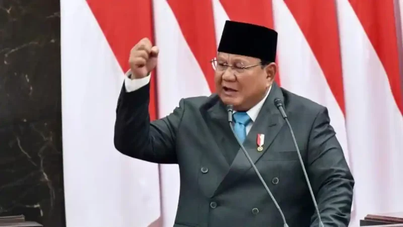 Presiden RI Prabowo Subianto berpidato di Rapat Paripurna DPR RI ke-19 Masa Persidangan V Tahun Sidang 2025-202, Gedung Nusantara MPR/DPR/DPD RI, Jakarta, Selasa (20/5/2026).